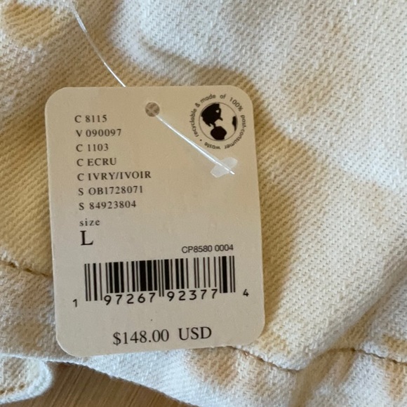 Free People Fringe Out Denim Jacket.  Ecru.  Size L. NWT - Picture 7 of 7